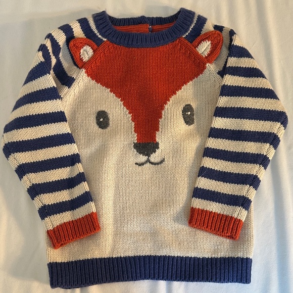 Baby Boden Other - Baby Boden Fox Knit Sweater - Navy, Red, and White